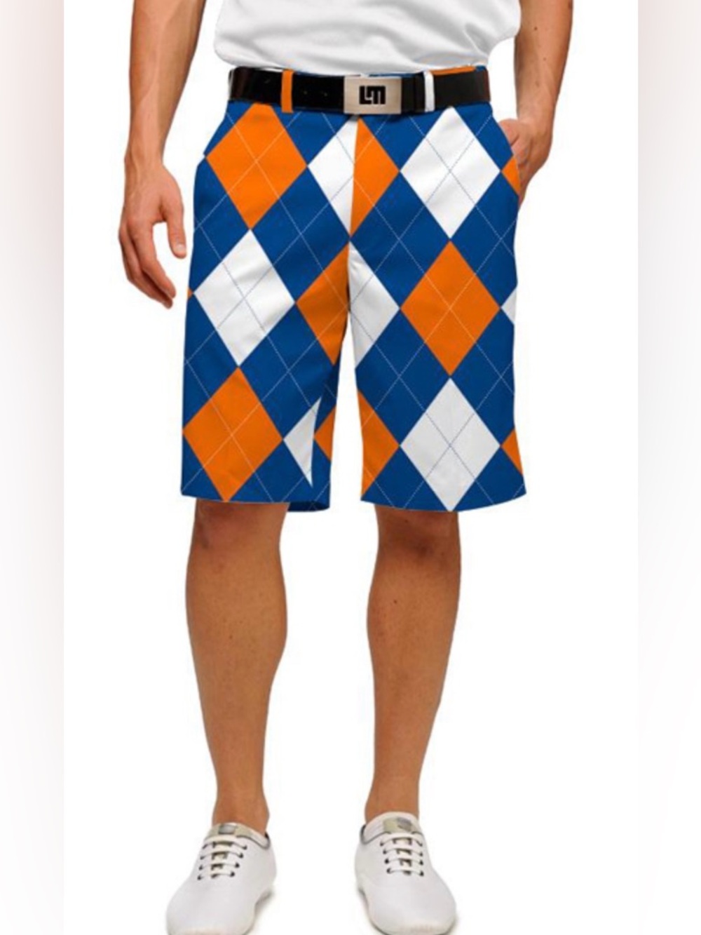 Loudmouth Golf Argyle Shorts Mens 32 Blue Orange White EUC